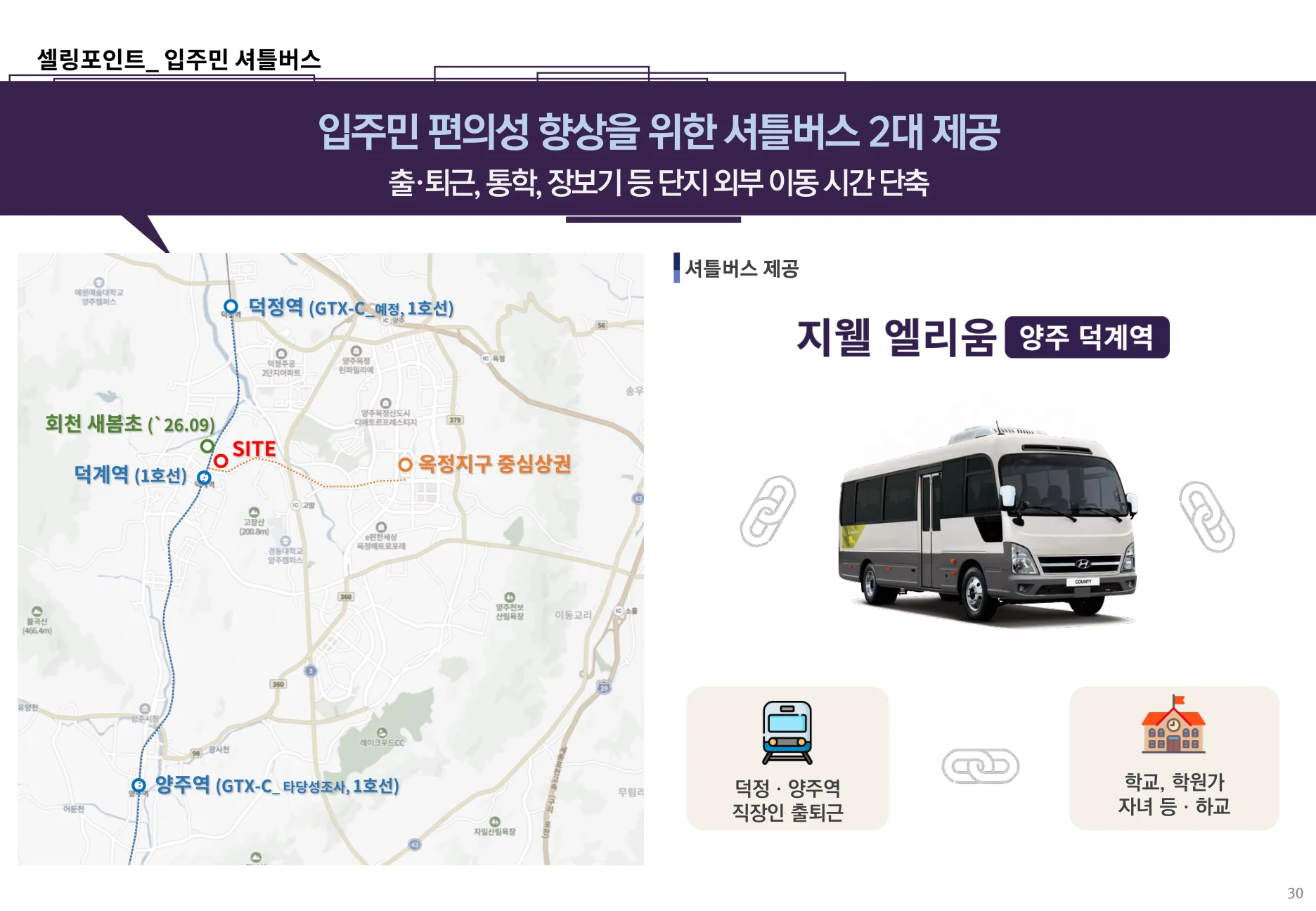 지웰 엘리움 양주 덕계역 입주민 셔틀버스 운행 계획