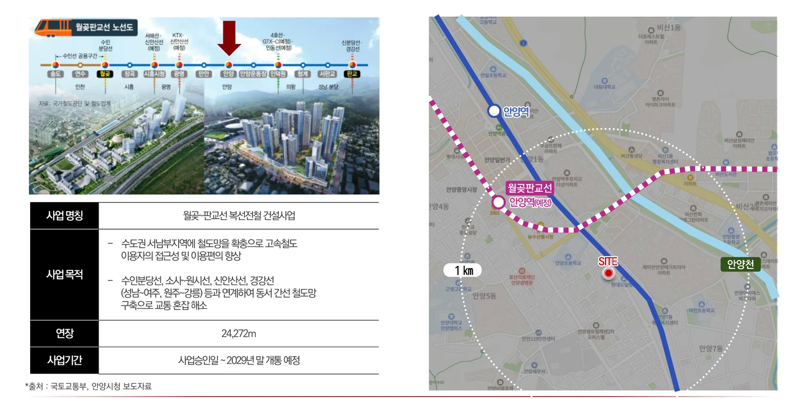 힐스테이트 안양 펠루스 인근 월곶판교선 안양역 노선도