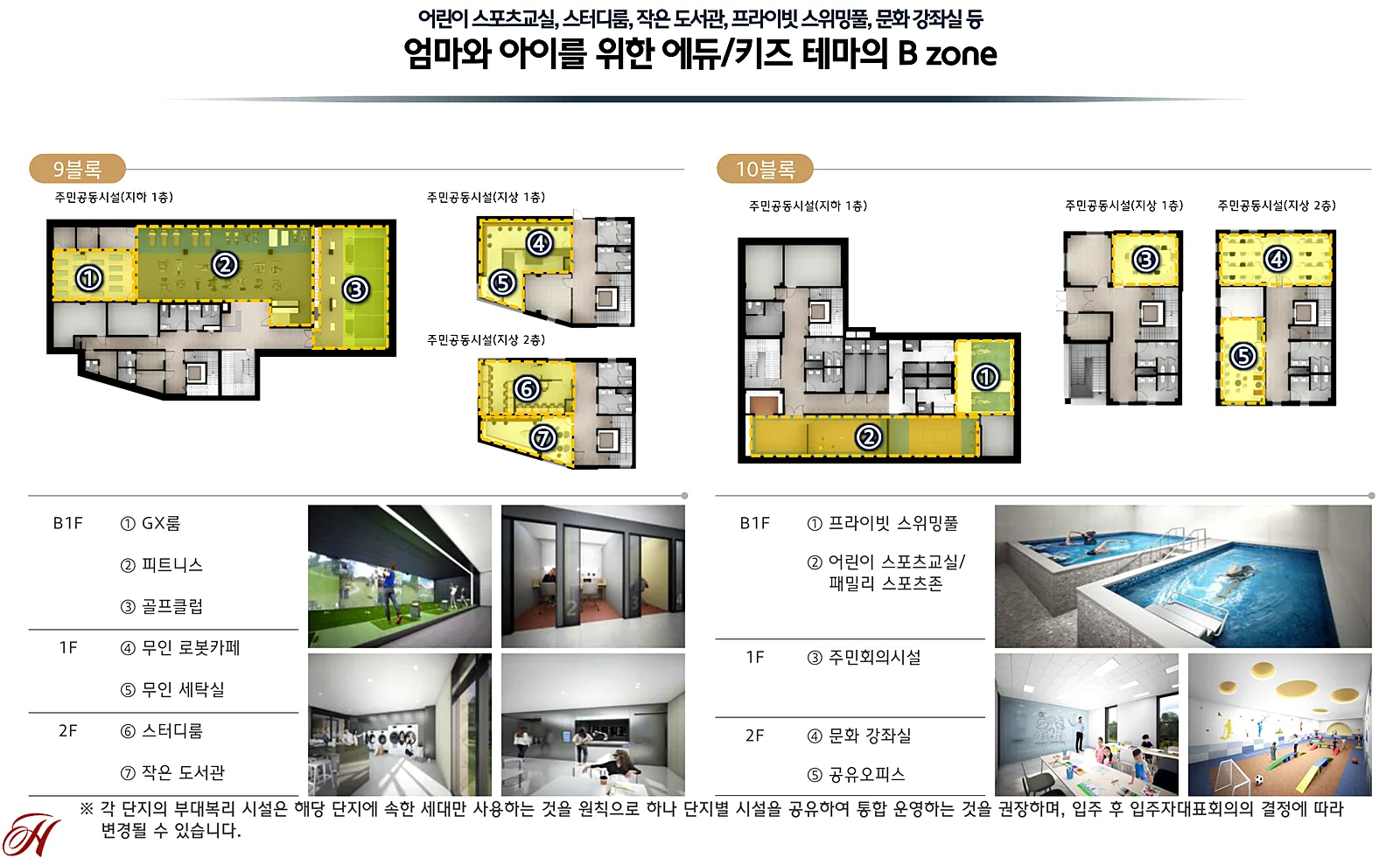 힐스테이트 양주옥정 파티오포레 B존 커뮤니티 프라이빗 스위밍풀·어린이스포츠교실·작은도서관