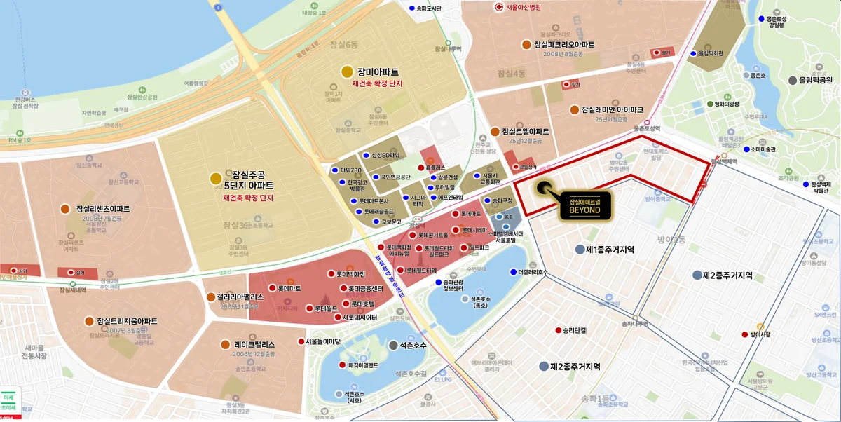잠실 에떼르넬 비욘드 잠실역 인근 상세 지도
