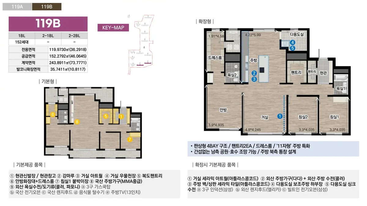 중앙공원 롯데캐슬 시그니처 119B 평면도