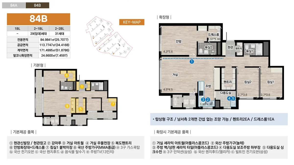 중앙공원 롯데캐슬 시그니처 84B 평면도