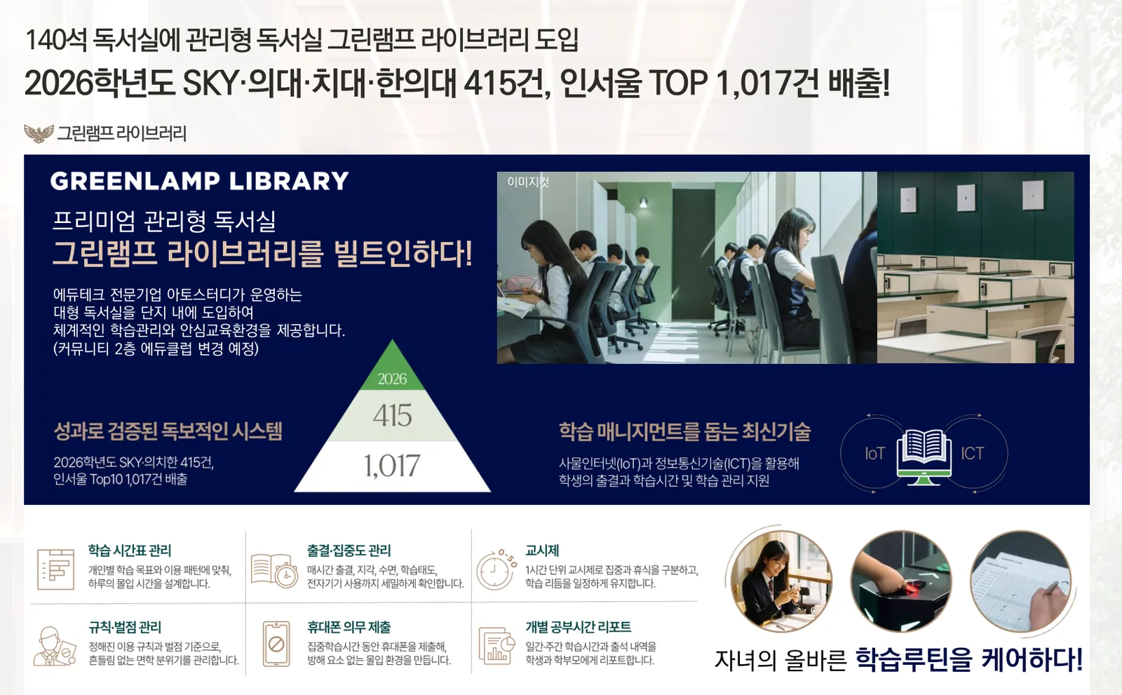 상동역 롯데캐슬 시그니처 그린램프 라이브러리 관리형 독서실