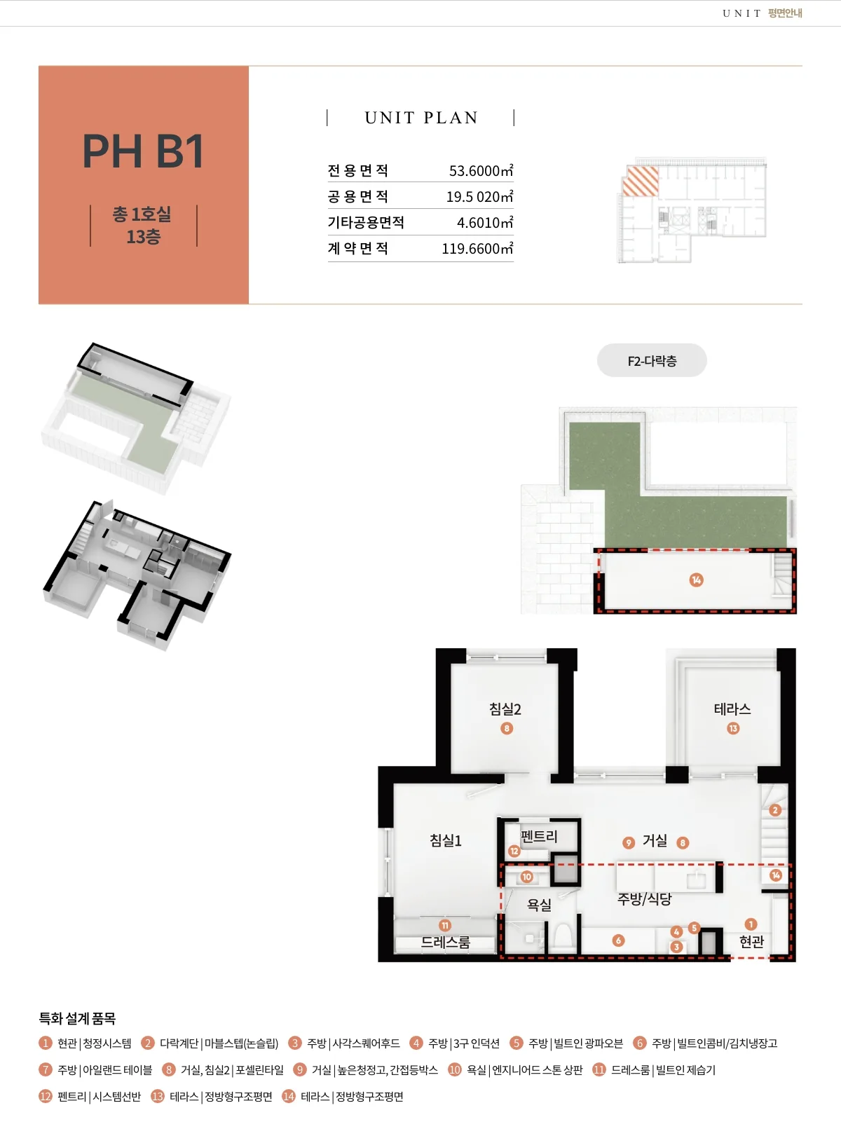 테라스99 동탄 펜트 PH B1타입 다락 복층 평면도