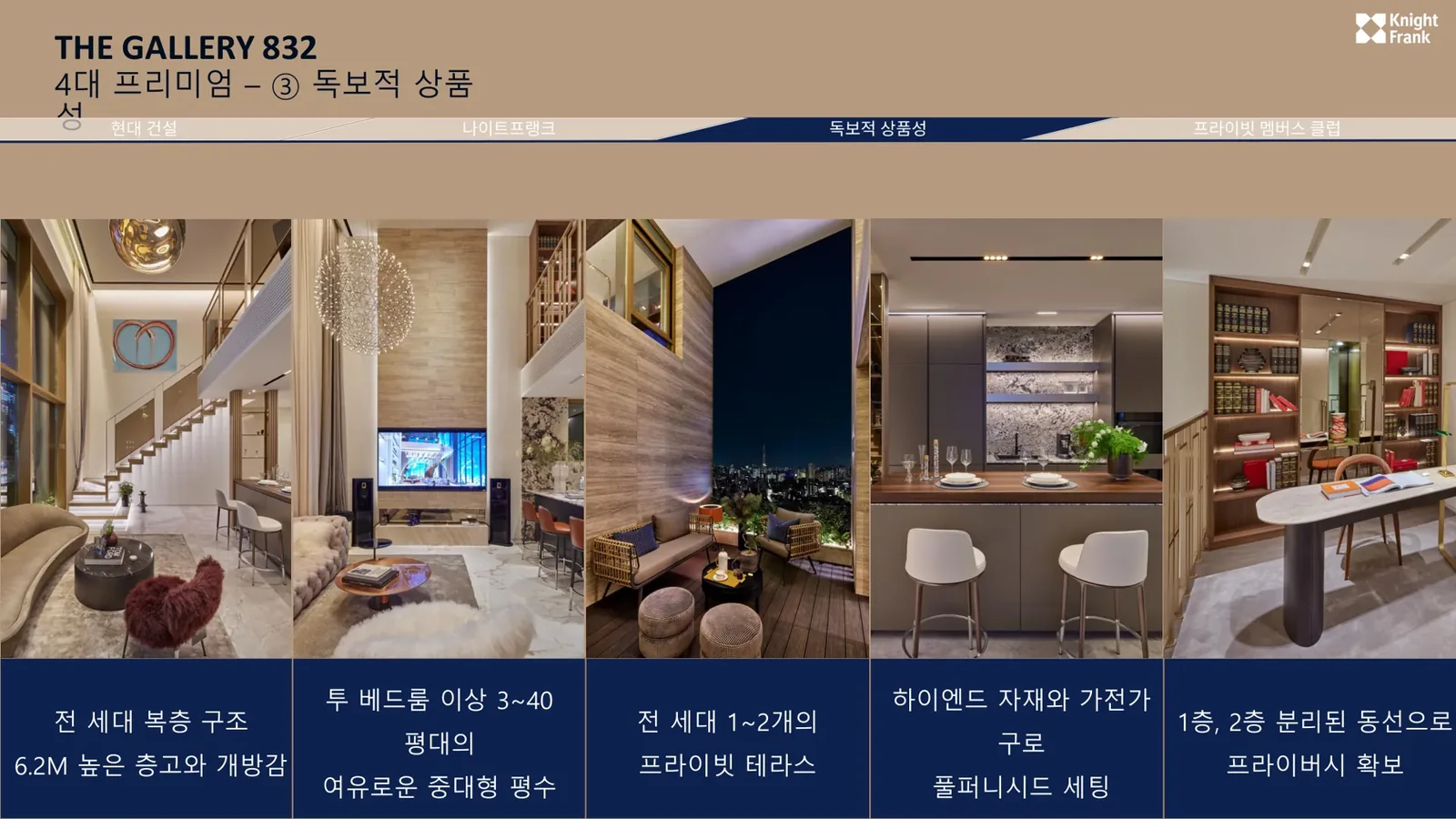더갤러리832 복층 호실 특징 6.2m 층고 테라스 풀퍼니시드