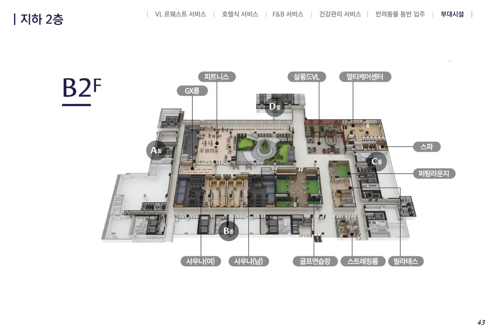 VL 르웨스트 지하 2층 부대시설 배치도